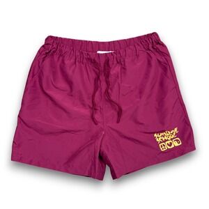 Sundae School Shorts Mens XL‎ Magenta Graphic Drawstring Elastic Waist Casual